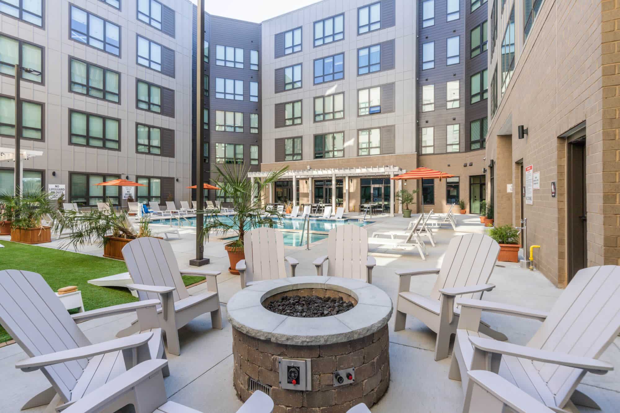 the nest at university center luxury off campus apartments adjacent to winthrop university resort style pool courtyard fire pit